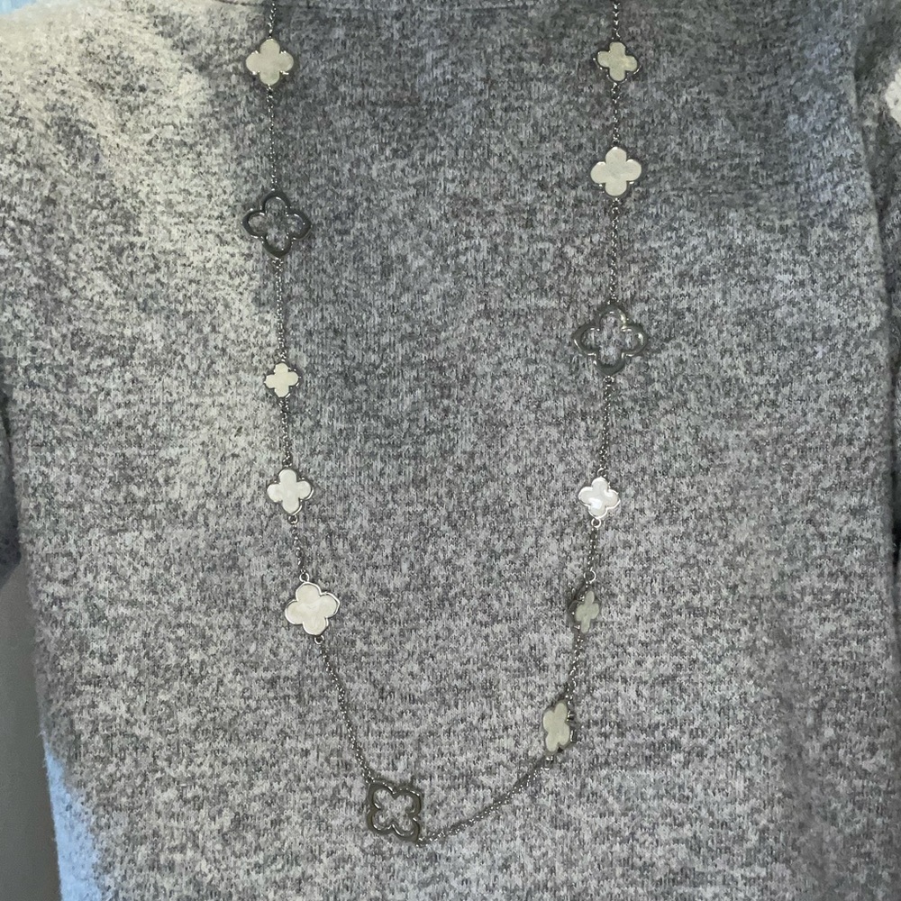 Van Clef Similar- Mother of Pearl Fleur de Lis necklace